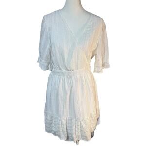 Hello Molly Womens Sz Medium White Waiting To Find You Dress Wrap/Tie Dress NEW
